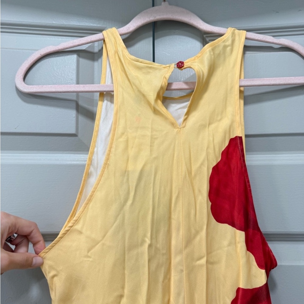 Farm Rio Light Yellow Poppy Flowers Sleeveless Maxi Dress size large - Picture 6 of 11